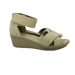 Naturalizer Shoes Womens Size 9M Leather Beige Tan Riviera Comfort Wedge Sandals